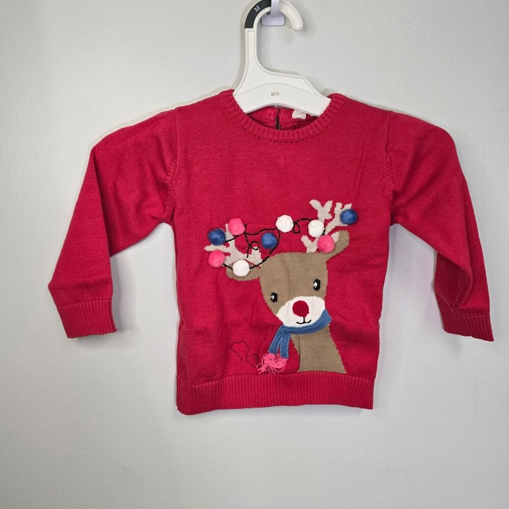 Beebay red christmas reindeer sweater 1-2 years old Nwt